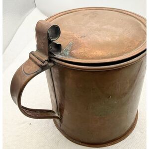 Antique copper lidded vessel / mug, / fire starter can / corn boiler Early 1900s
